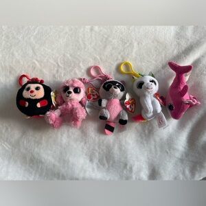 Beanie Boo Keychain Collection, 5 Keychains Total, 3” Plush Toys